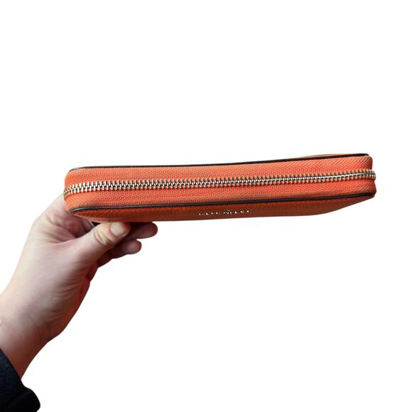 Kate Spade Leila Large Continental Wallet Zipper Closure Orange Pebbled Leather - Picture 3 of 10